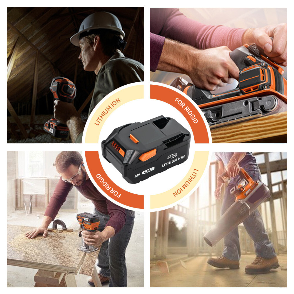 18V 6.0Ah For Ridgid R840085 Lithium Battery Rigid R840087 18Volt Power Tools