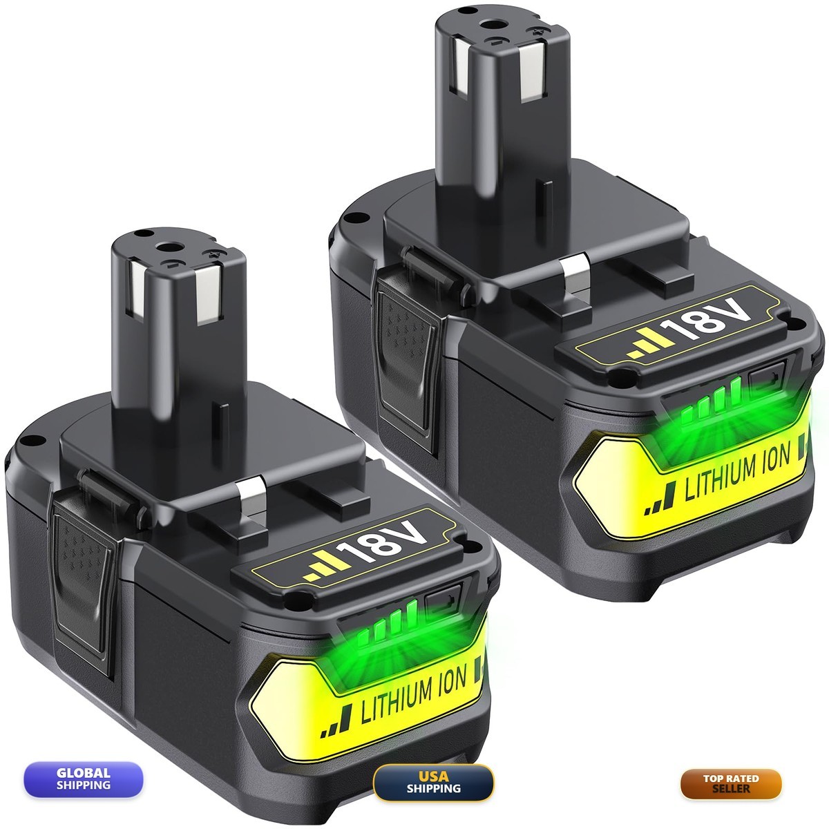 Jgspj 2Pack 6.2Ah Replacement For Ryobi 18V Battery P102 P103 P108 P109 P189