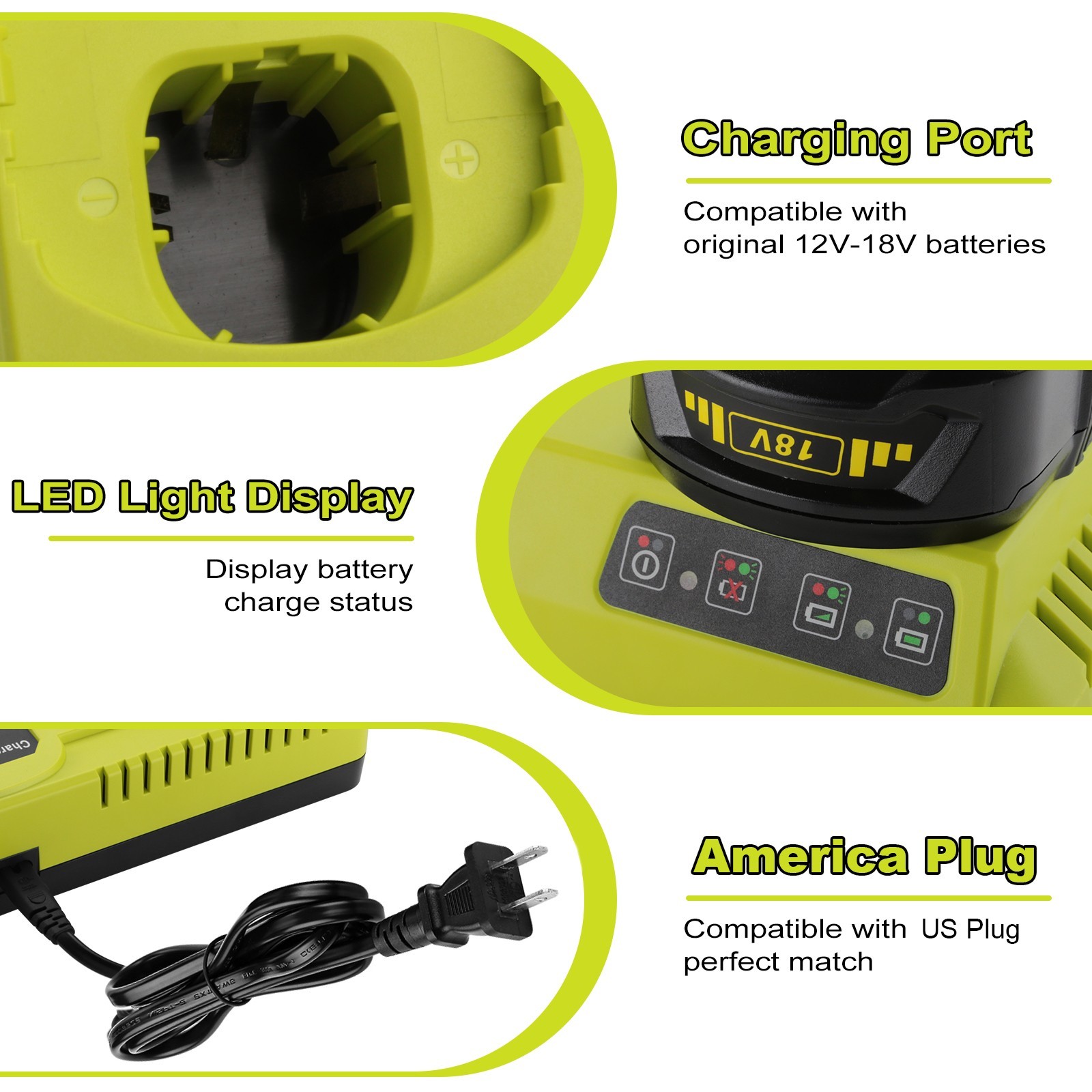 P117 Fast Charger for Ryobi 18V Battery P108 P102 P197 Dual Port Charger Station