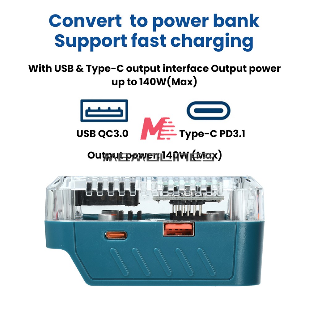 PD3.1 140W Li-ion Battery Charger Digital Display Adapter for Makita Battery 18V