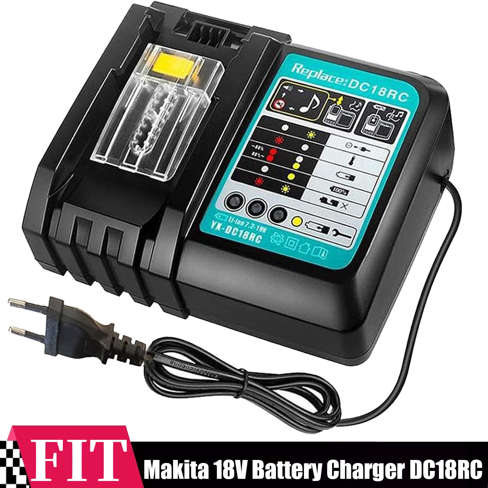 For Makita 14.4V-18V 3.0A DC18RC Rapid Lithium‑Ion Battery Fast Charger BL1830B