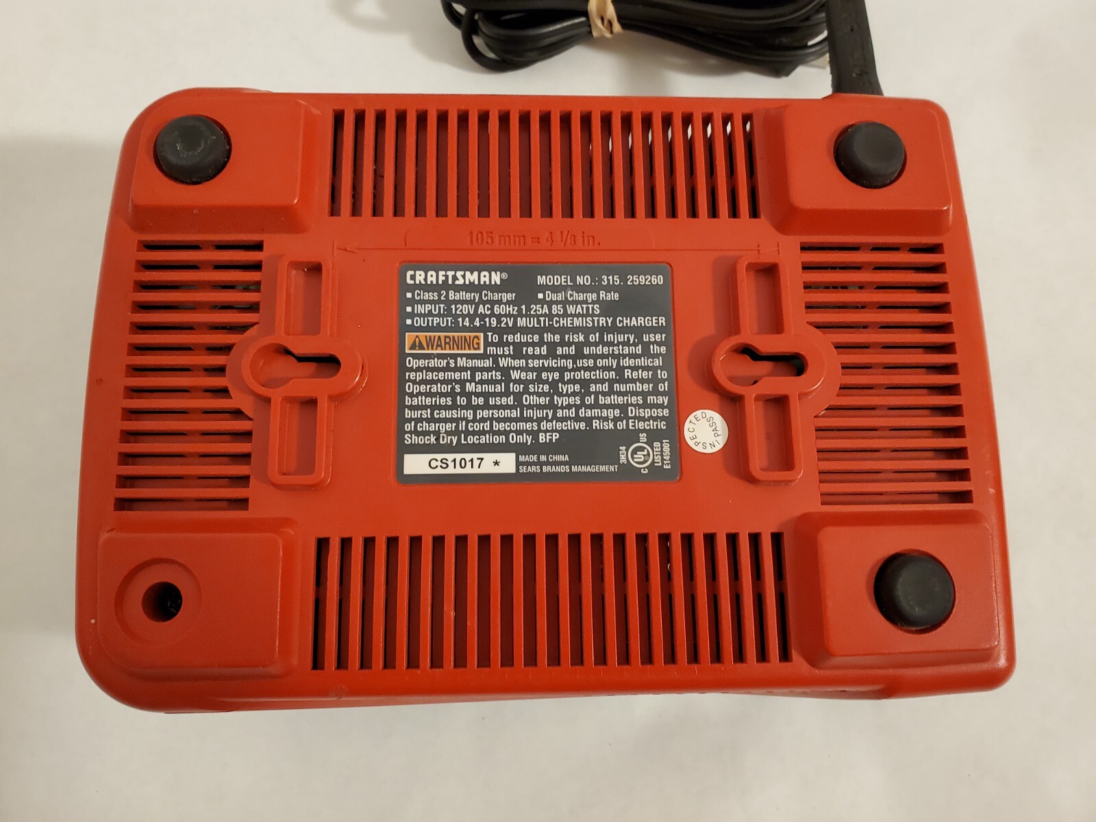Craftsman 45 Minute Quick Charger 315.259260 w/ 19.2v Die Hard battery TESTED