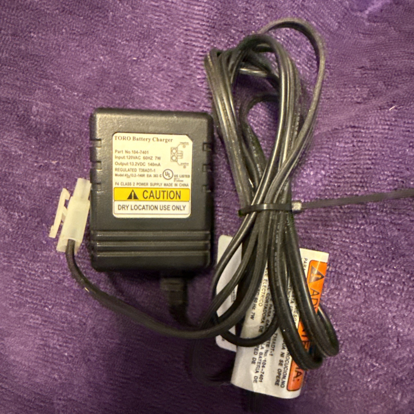 Toro OEM Battery Charger Part No. 104-7401 For Electric Start Lawnmower