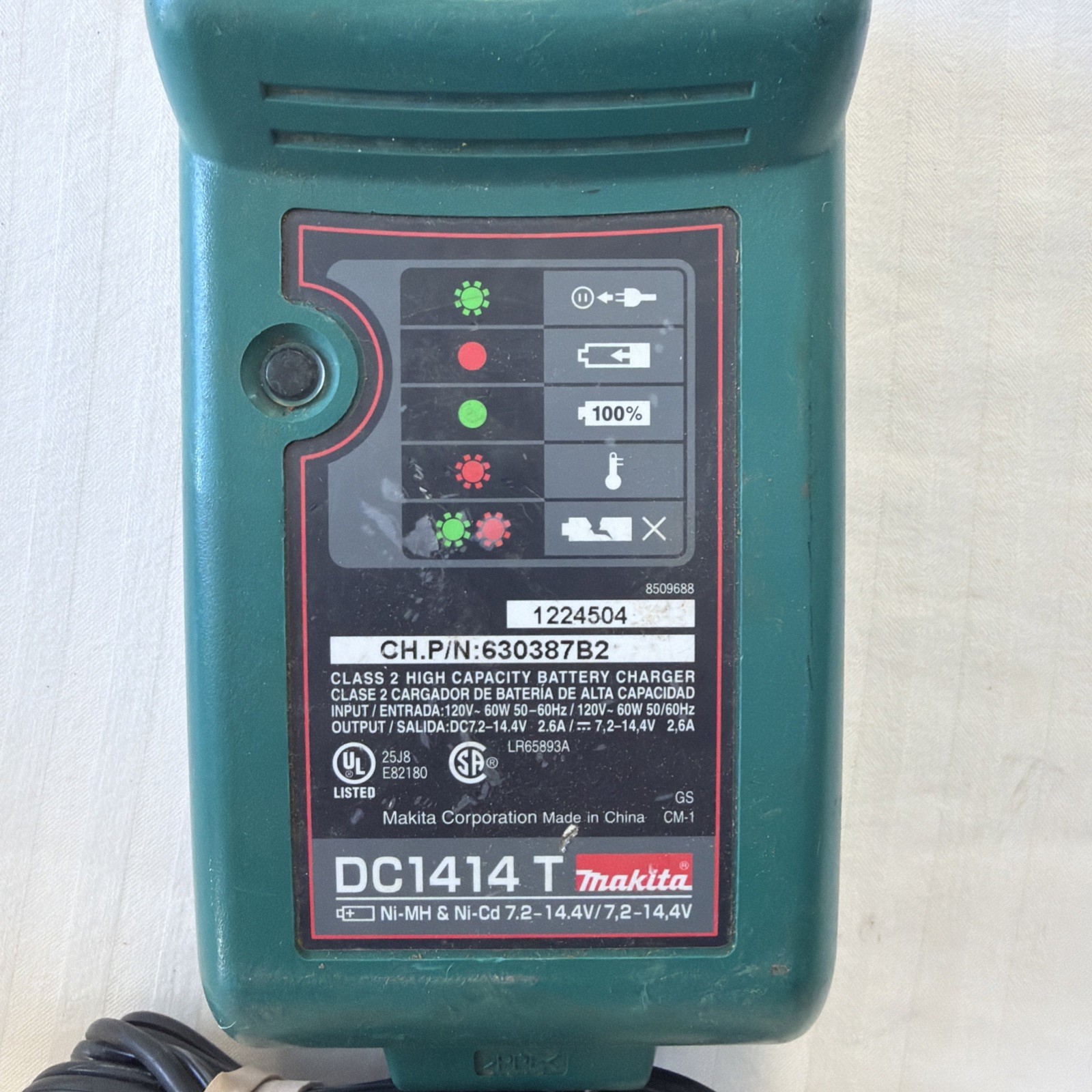 Makita DC1414 T 7.2-14.4V Ni-MH Ni-Cd Tool Battery Charger-Tested – A36