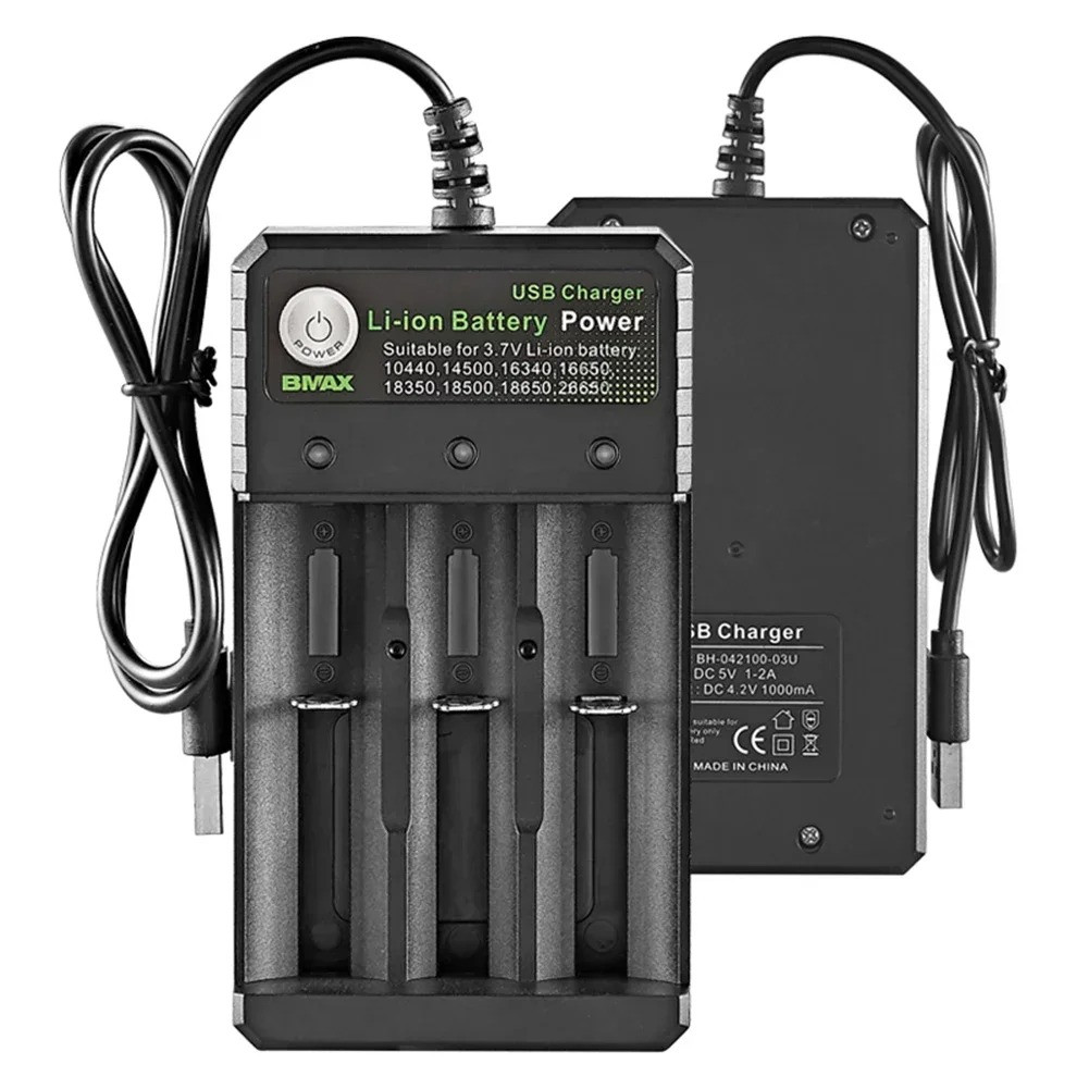 Smart 18650 Charger 3 Slots 4.2V Li-Ion Battery USB Independent Charging 18650 1