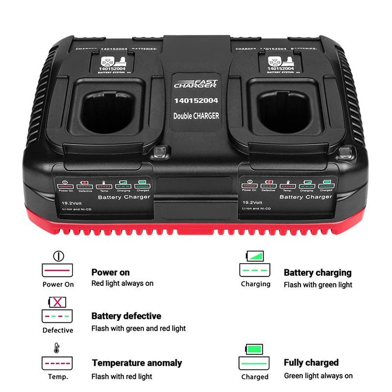 Dual Port 3A Fast charger for Craftsman 9.6V-19.2V Ni-CD/NI-MH/Li-ion C3 Battery