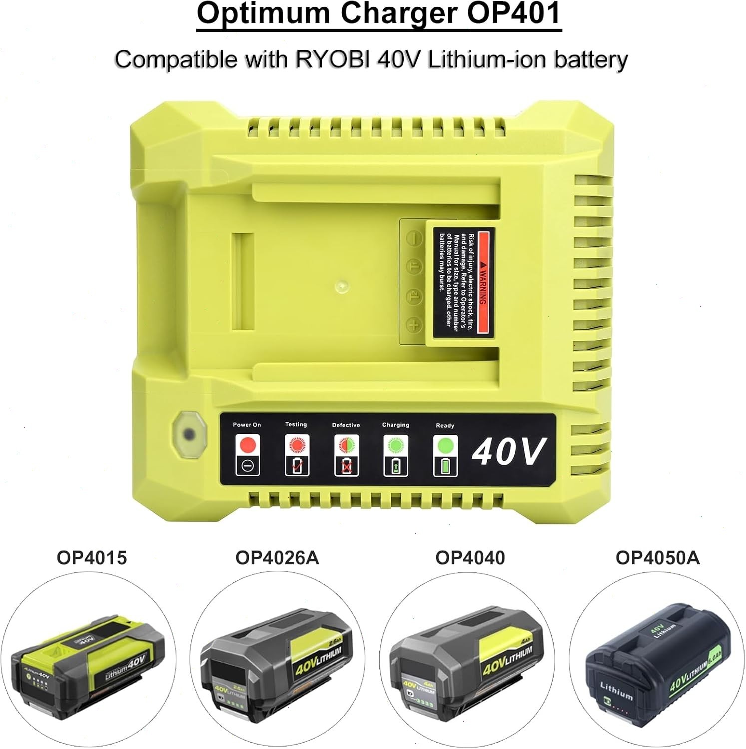 Rapid Charger For Ryobi 40V OP408VNM Lithium Battery OP406VNM OP40602 OP401 LED