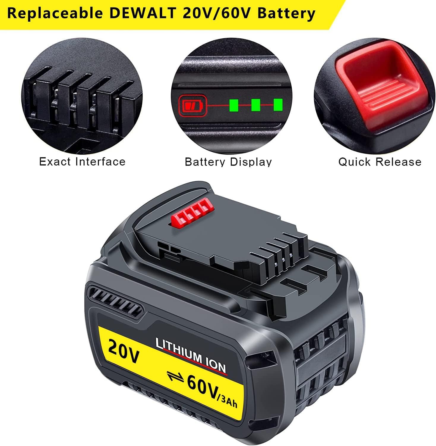 Dtk Dcb609 Replacement For Dewalt 60V Battery Dcb609 Dcb606 Dcb612 180Wh