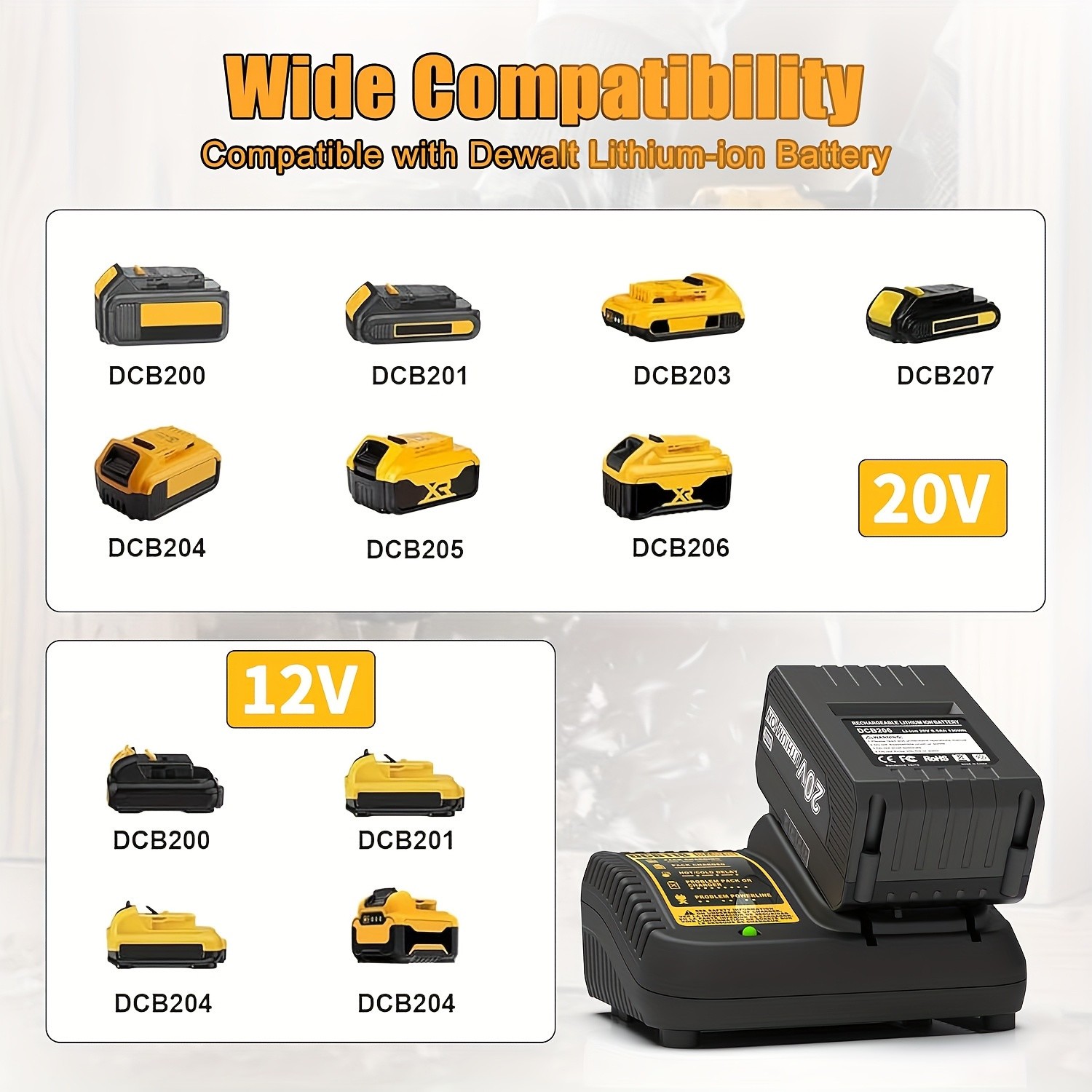 12V 20V Max 3A Fast Battery Charger for DeWalt DCB115 DCB105 DCB107 Lithium Ion