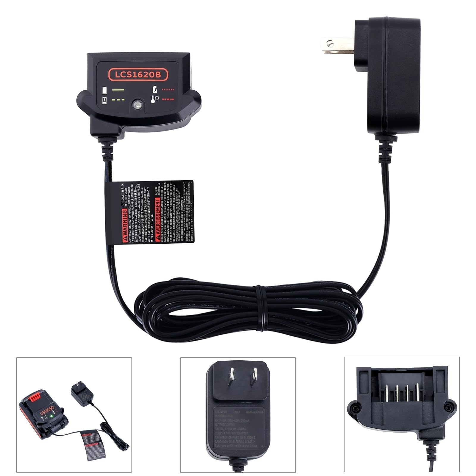 20V Lithium Battery Charger Compatible with Black & Decker 12V/20V Batteries