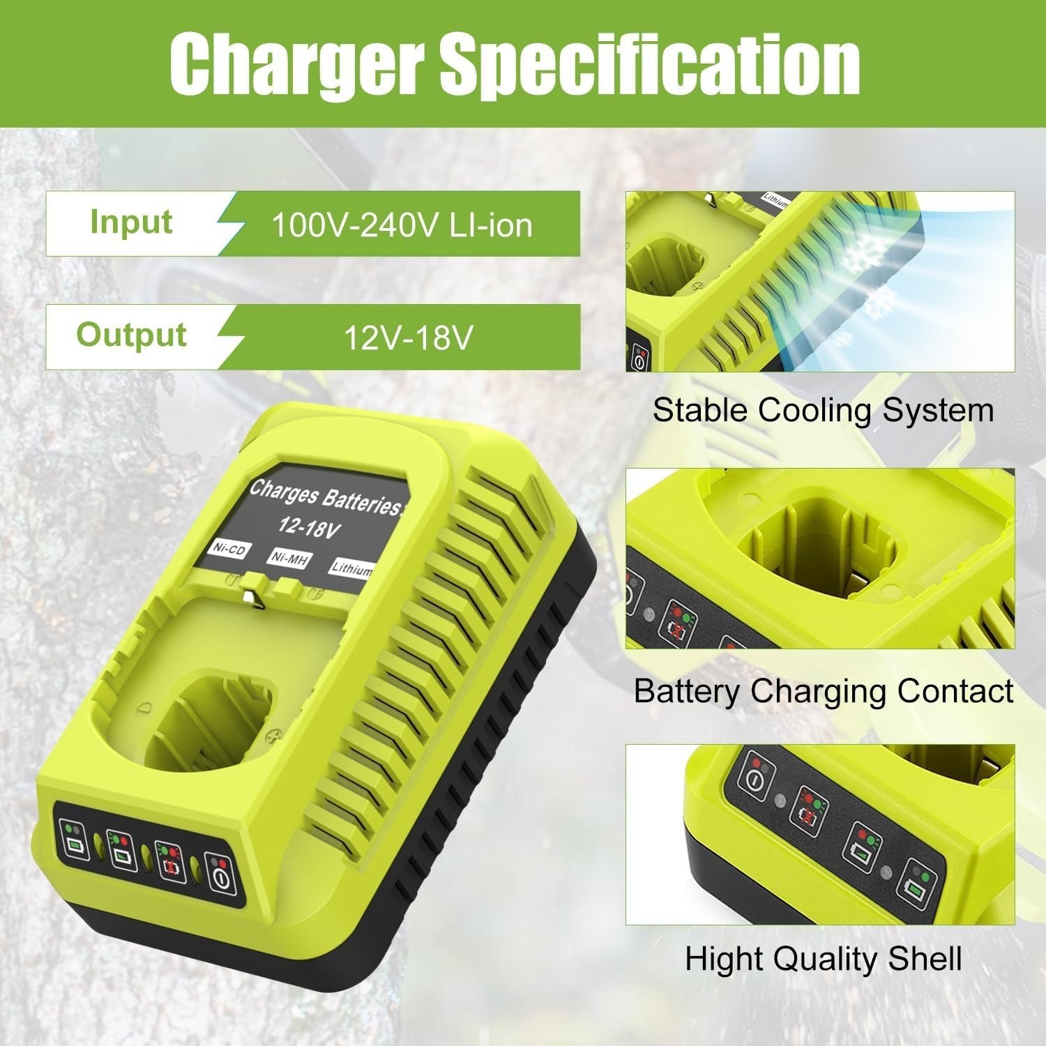 NEW P117 Rapid Charger for Ryobi 18V One+ Plus Batteries P108 P189 P190 PBP004