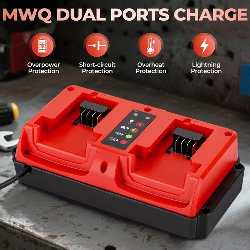 Portable Dual Ports Charger For Milwaukee 18V 48-11-1815, 48-11-1820 Battery