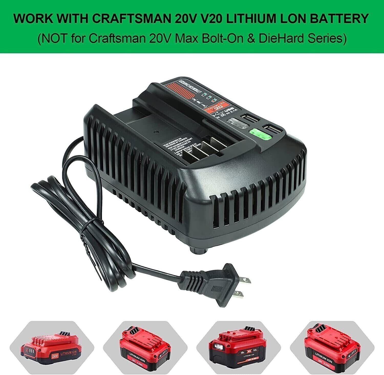 V20 20V Battery Fast Charger CMCB104 For Craftsman 20V Max Lithium ion Battery