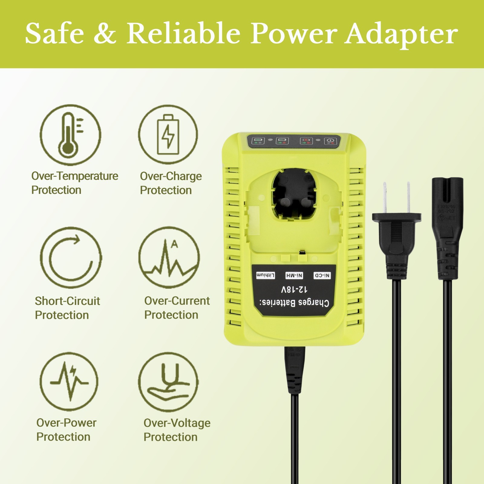 18V P117 Rapid Charger Replace for Ryobi 12V-18V Battery One+ Li-ion/NiCad/NiMh
