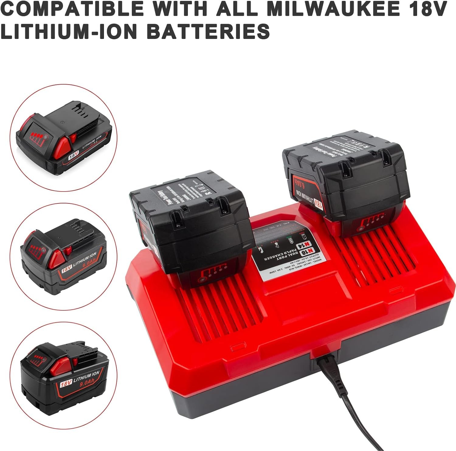 For Milwaukee For M18 For M12 Tool Battery 12V-18V Lithium Battery Rapid Charger