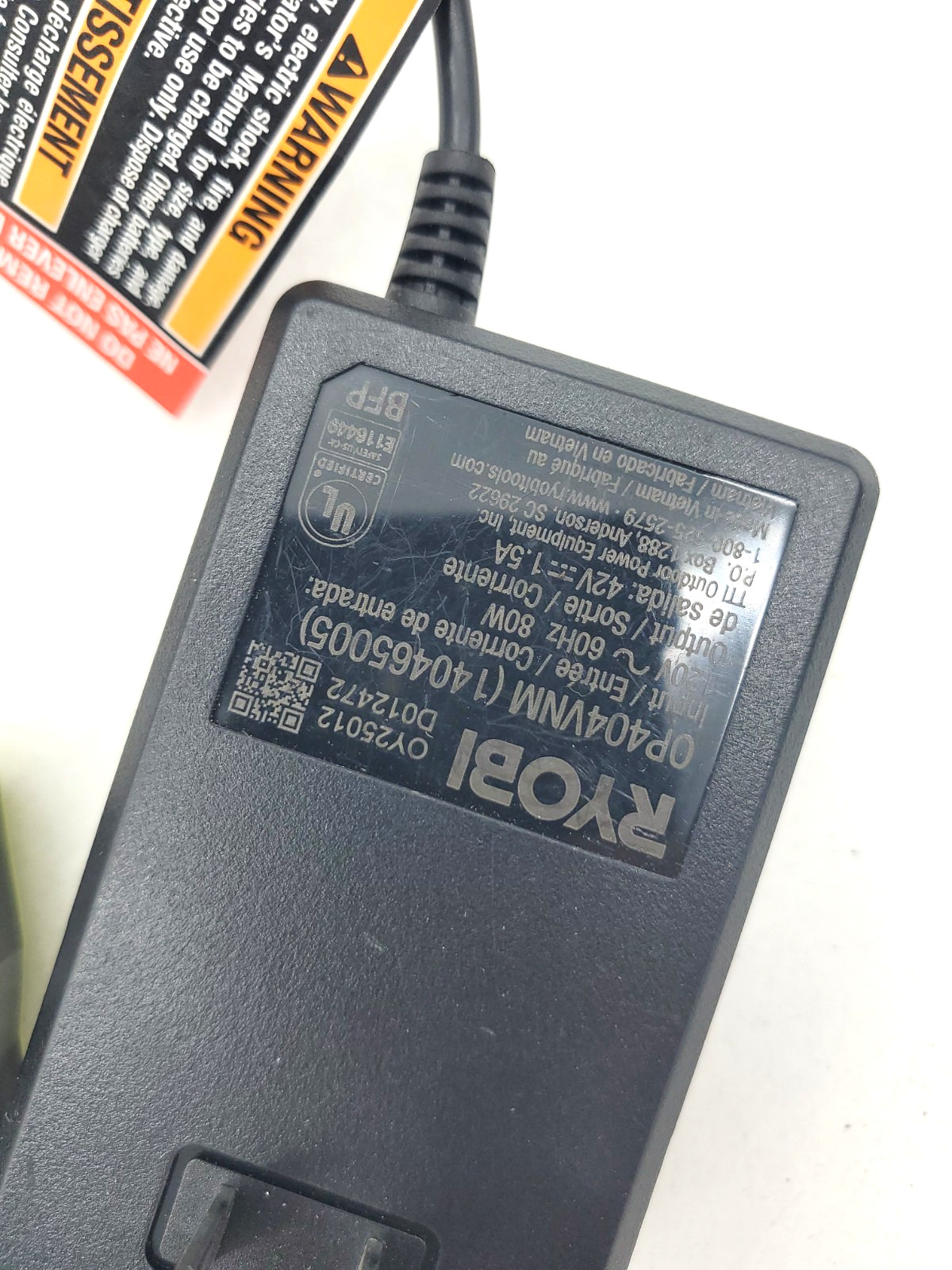 RYOBI 40V Lithium-Ion Power Tool Battery Charger OP404VNM-32