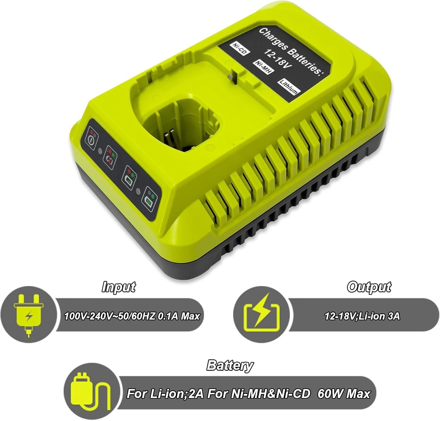 DC9310 DC9096 Battery Charger for Dewalt 7.2V-18V Ni-Mh & Ni-Cd Batteries DC9098