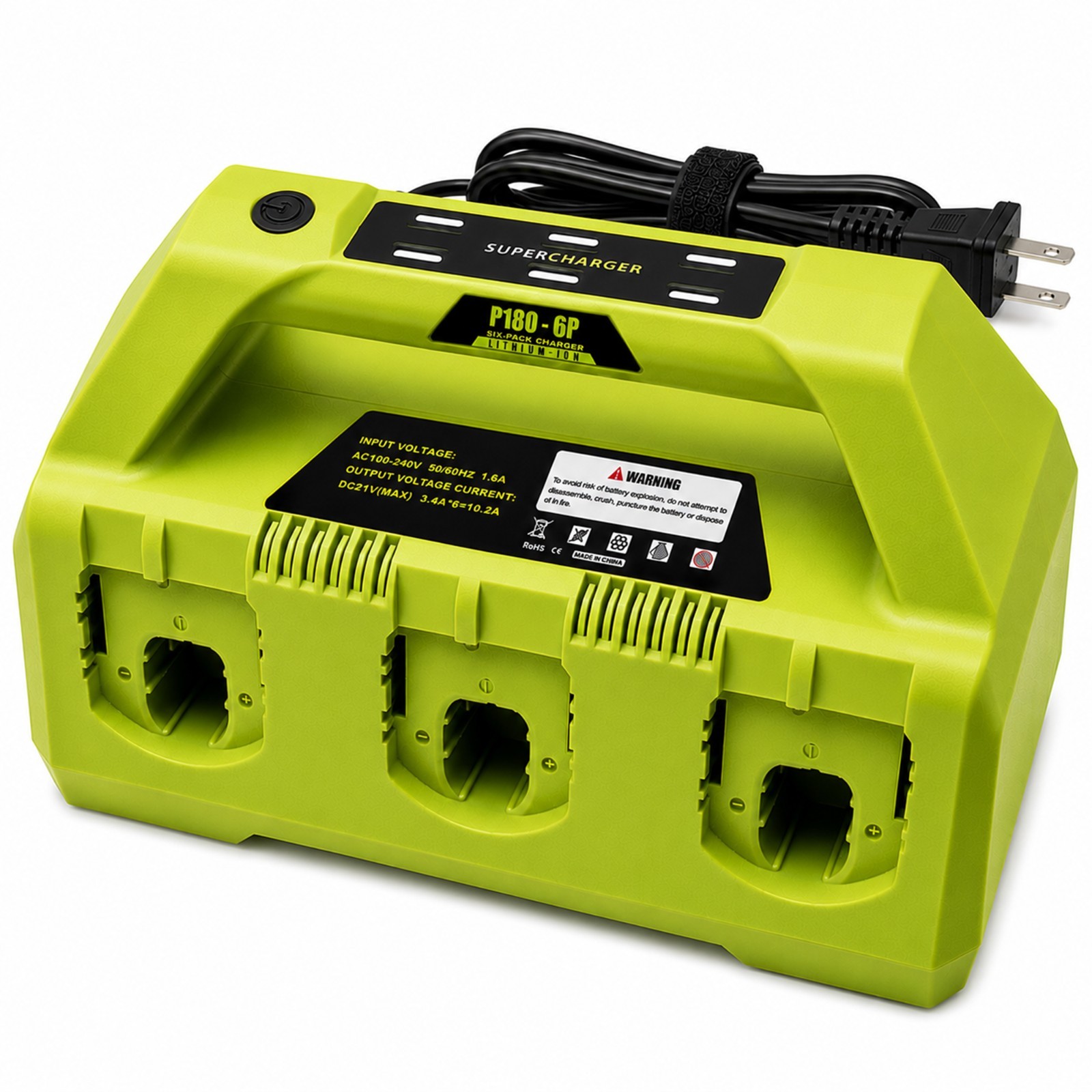 4A 6-Port Rapid Charging Station Compatible with Ryobi 18V P135 PCG005 P118 P117