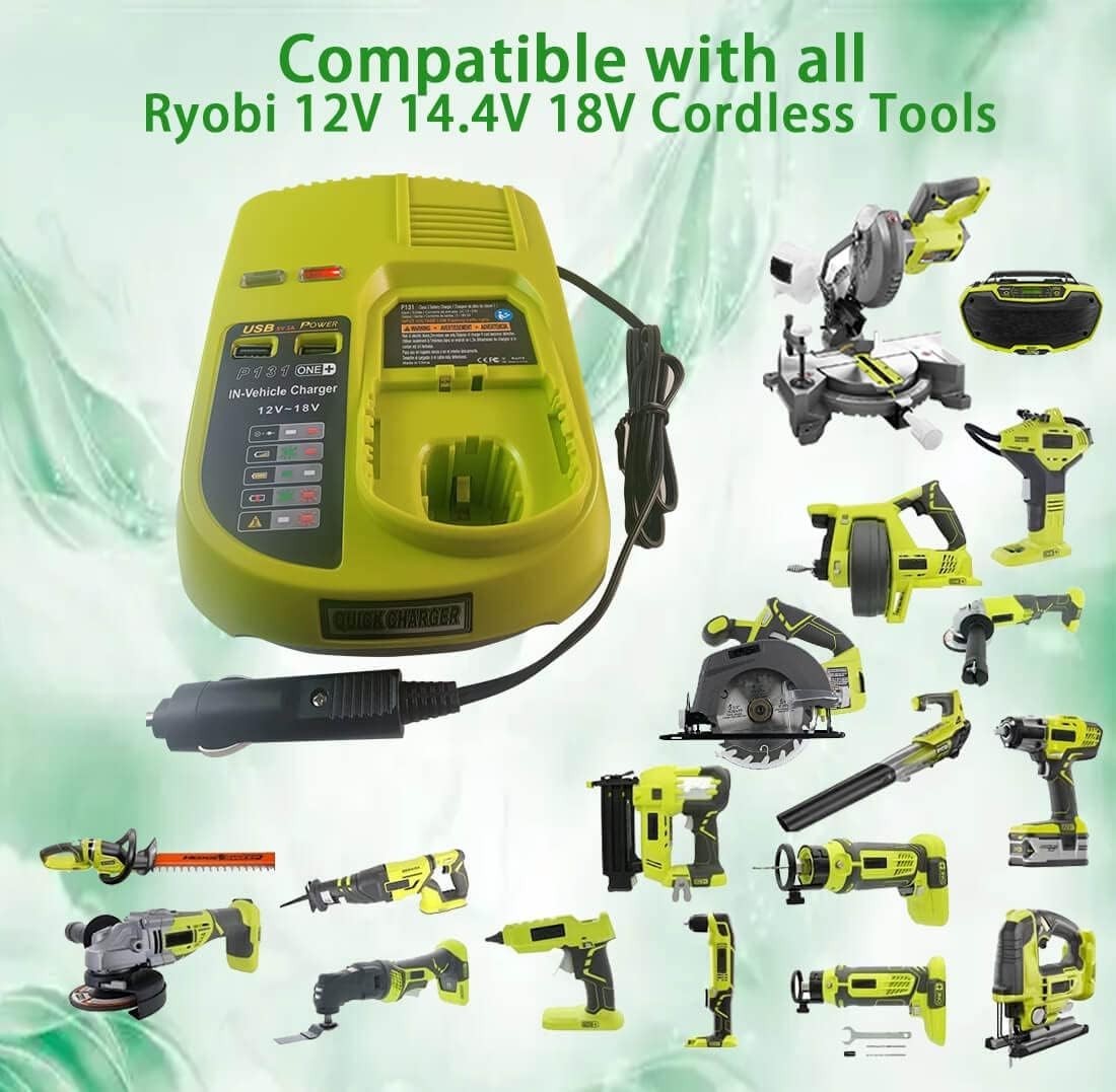Compaitble with Ryobi P131 One+ Portable Dual Chemistry Lithium Ion or NiCad Veh
