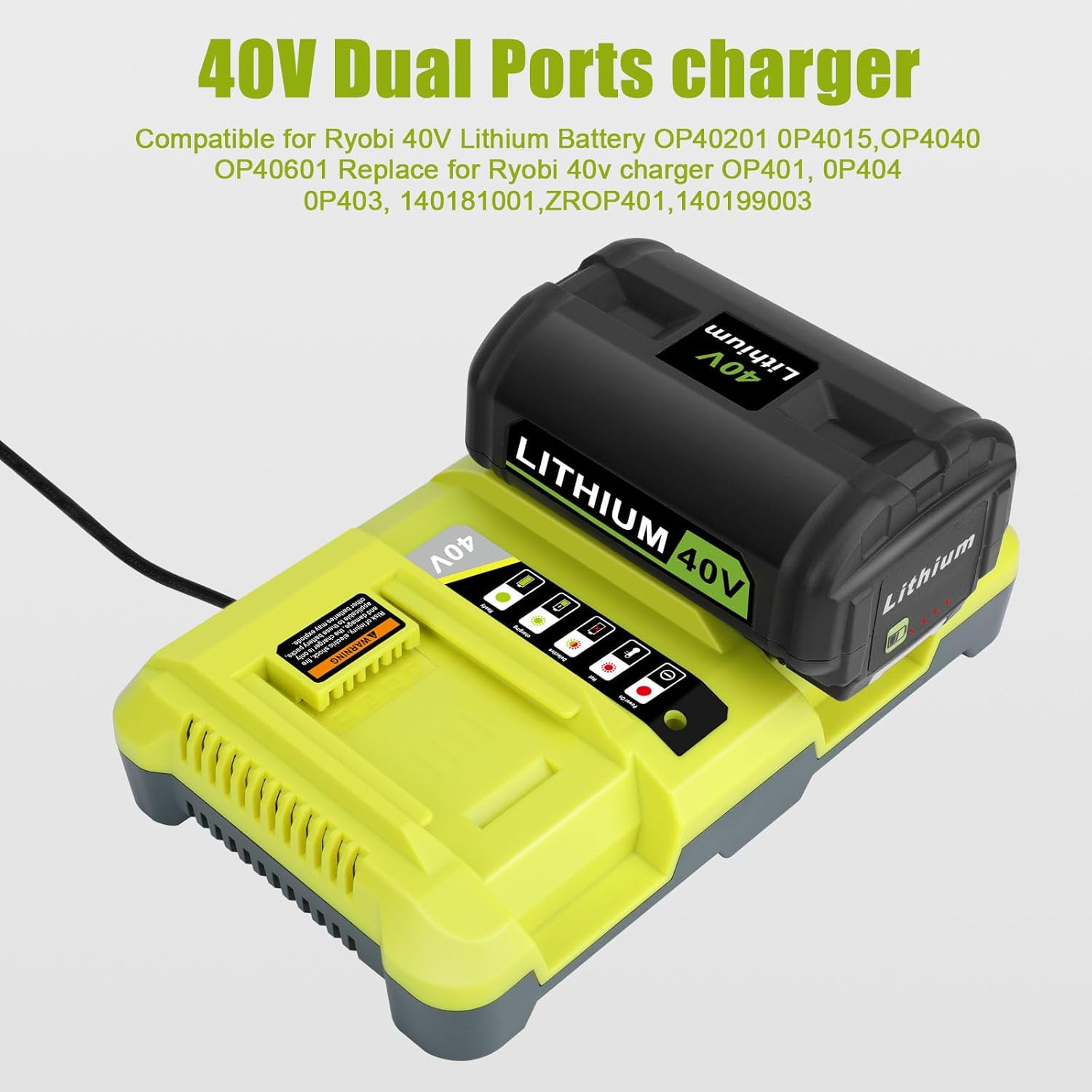 40V OP401 Dual Fast Charger for Ryobi 40V Lithium Battery Charger OP4015 OP4026