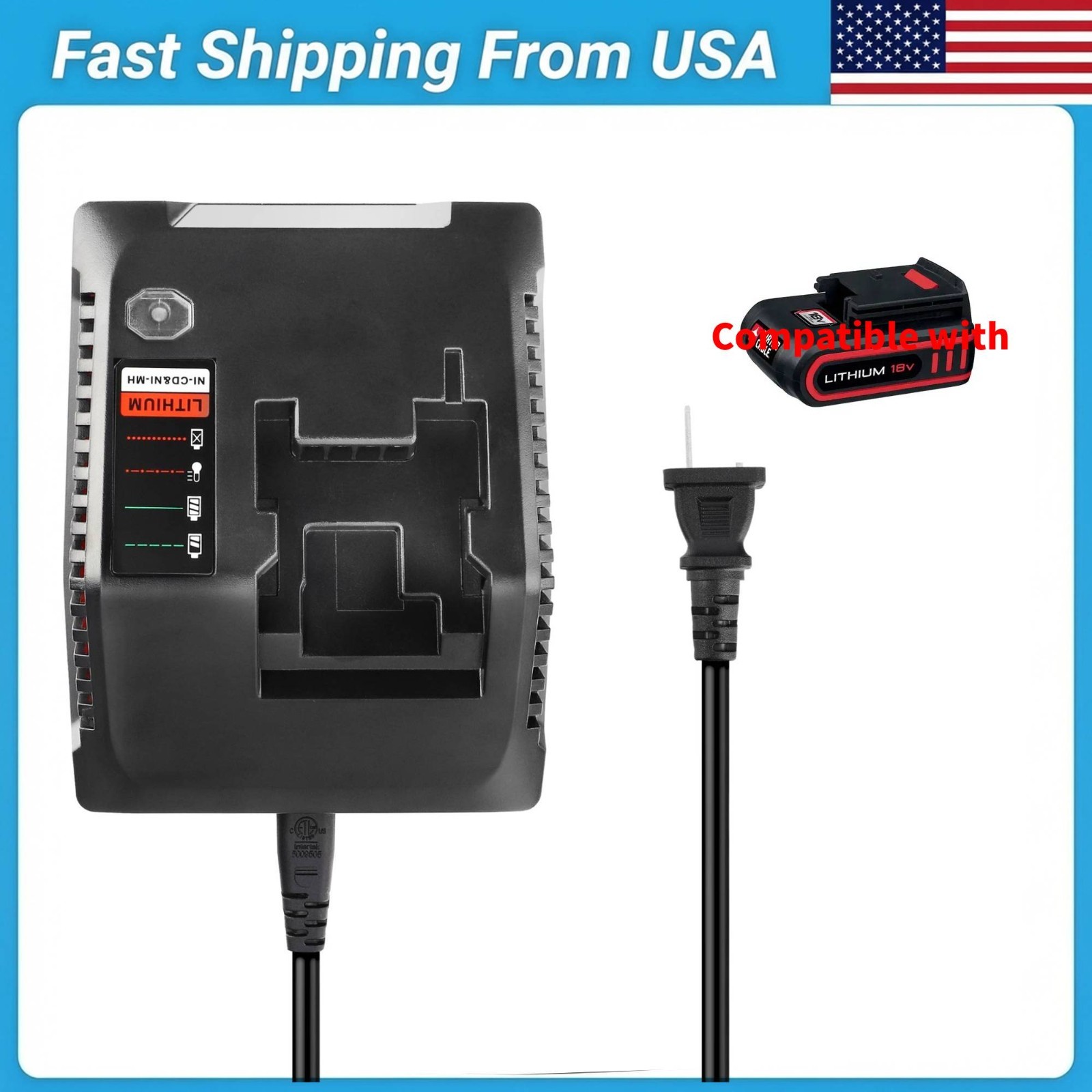 Charger For Porter Cable 18V Lithium-Ion, NiCad and NiMh Battery type 2 battery