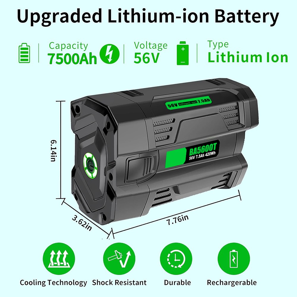 56V Battery 5 Ah For EGO POWER 56volt BA1400T BA4200 BA2800 Replacement Battery