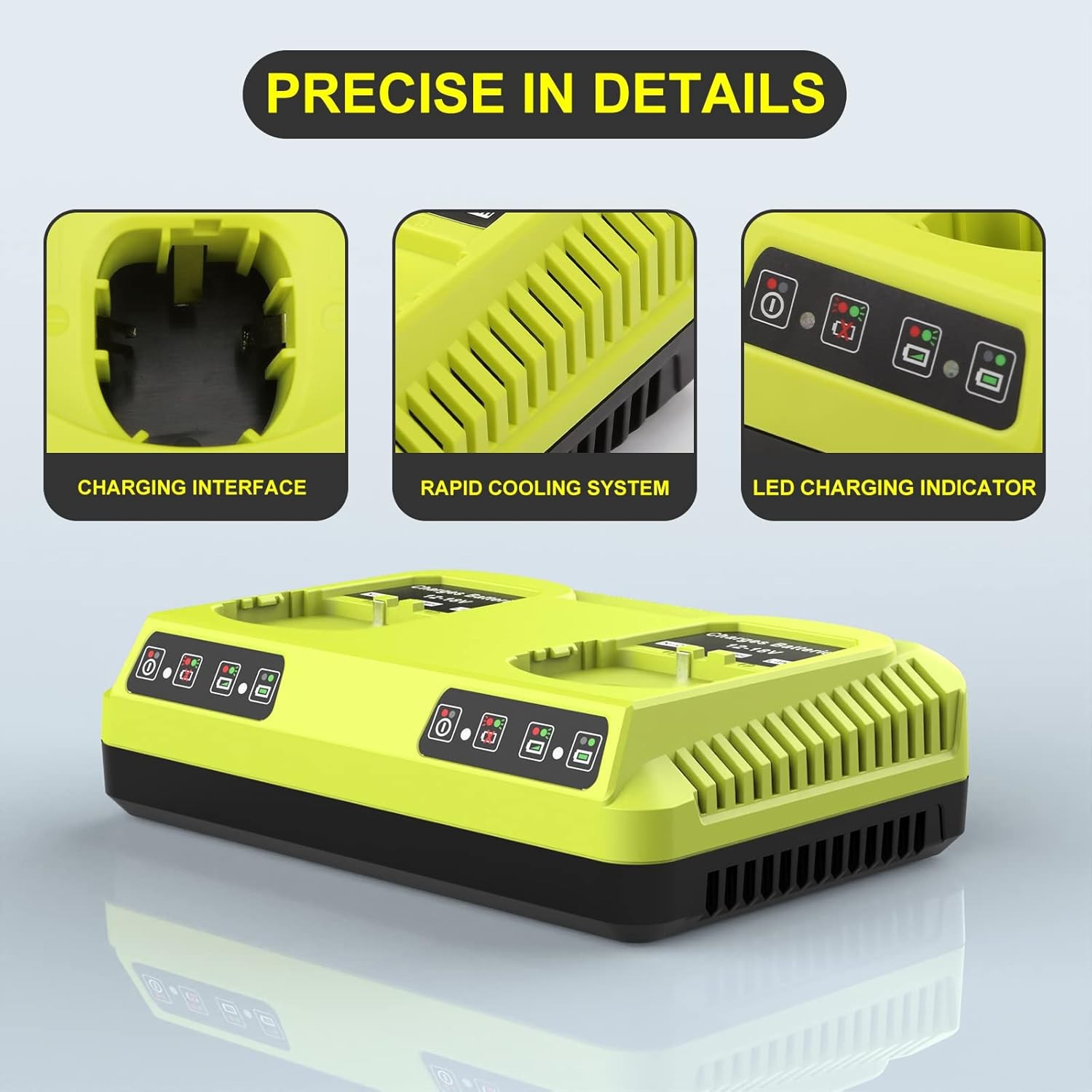 18V Dual Port Charger for Ryobi P117 P108 PBP005 Lithium-Ion NiCad NiMh Battery