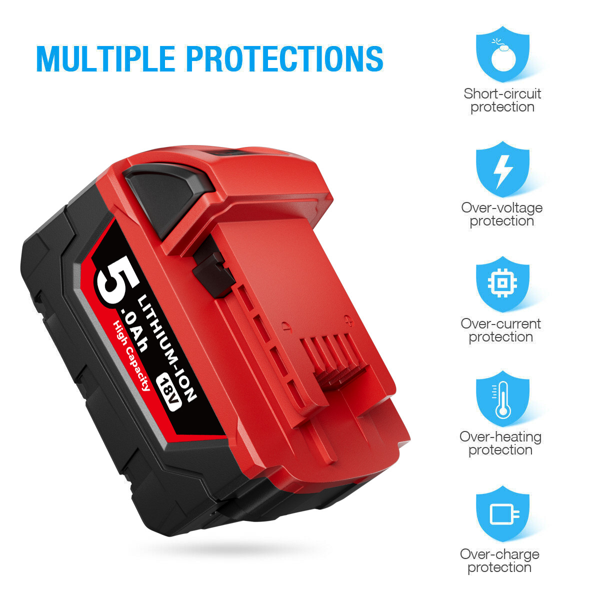 5.0Ah For Milwaukee M18 Extended Capacity Battery Lithium XC 48-11-1860 NEW