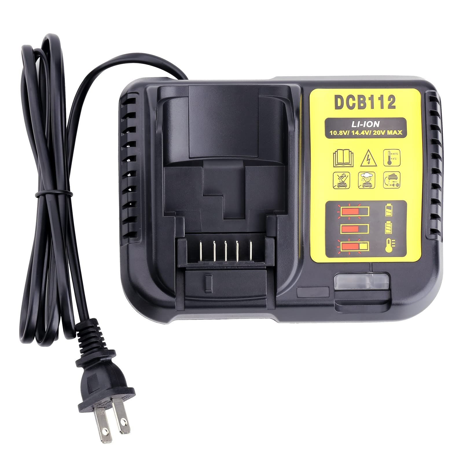 DCB112 Compatible with De-walt 20V Battery, Charger (Black)