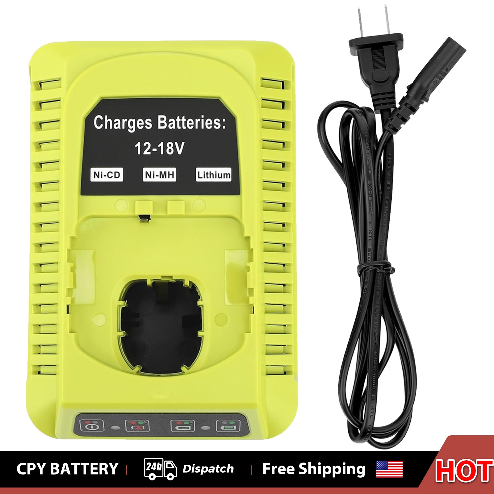 P117 Fast Charger For Ryobi 18V Lithium-Ion NiCad Battery P108 P107 Replacement