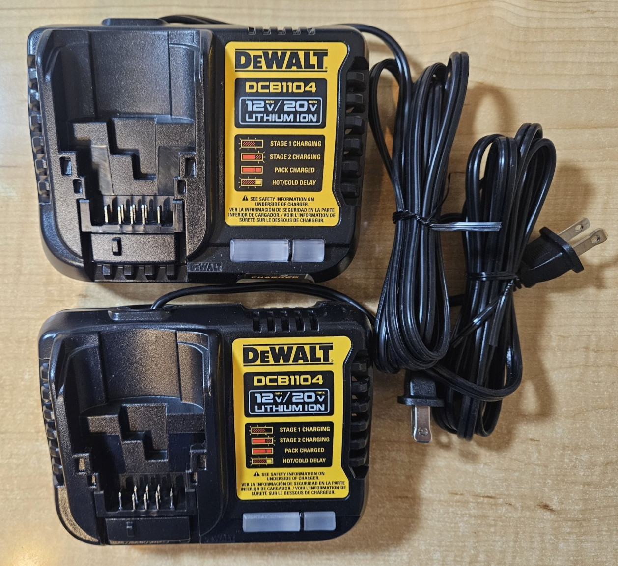Set of 2 – DeWALT 4 Amp Charger 12V & 20V Volt MAX Li Ion Model DCB1104