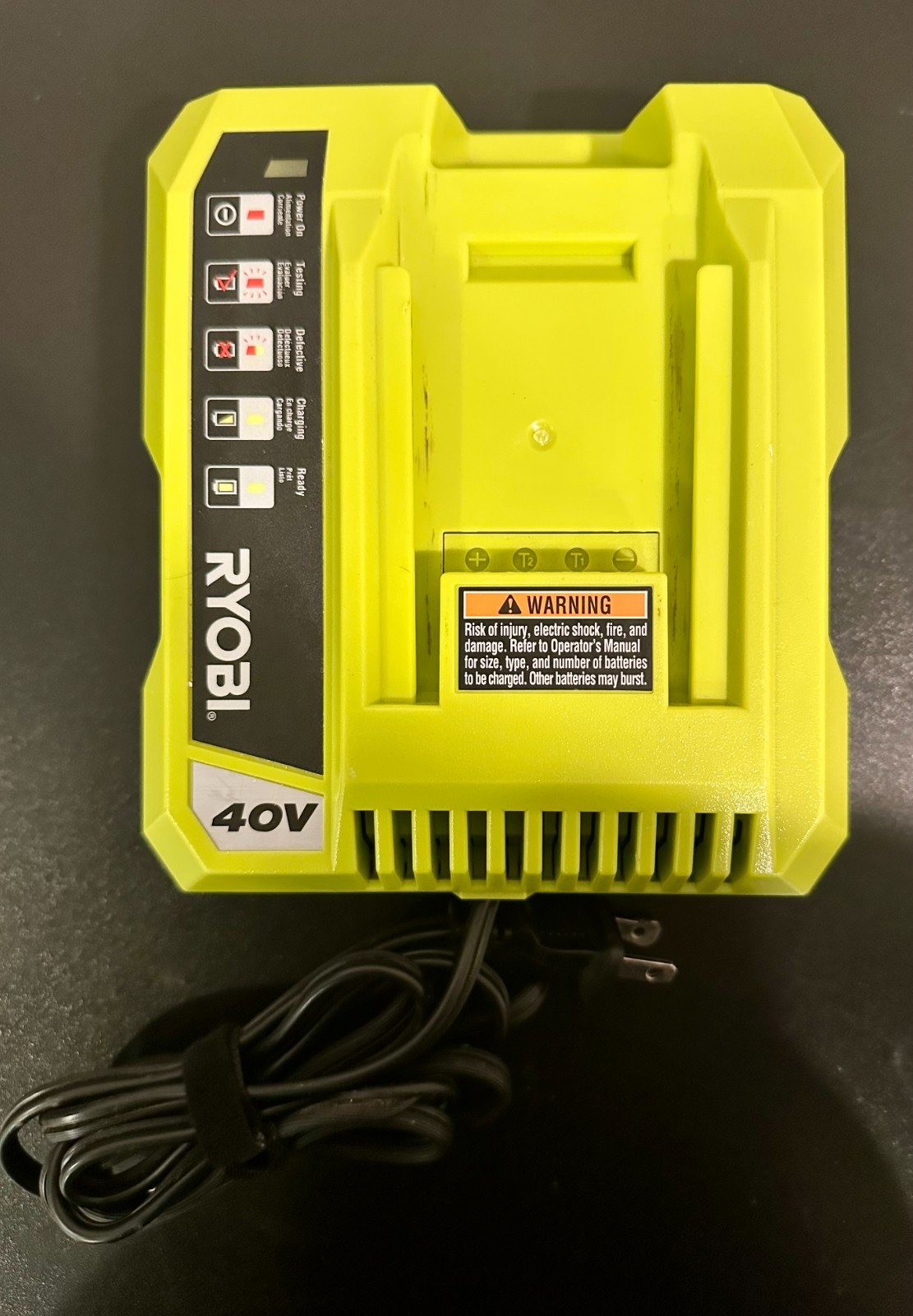 Ryobi OP401 40V Lithium Li-Ion Class 2 Battery Charger Tested/Works