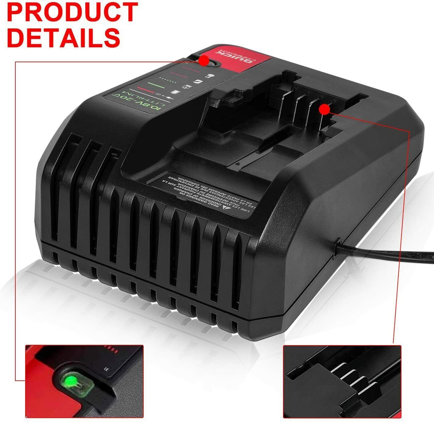 20V Lithium Battery Rapid charger MAX for Black&Decker and Porter Cable 20 Volt