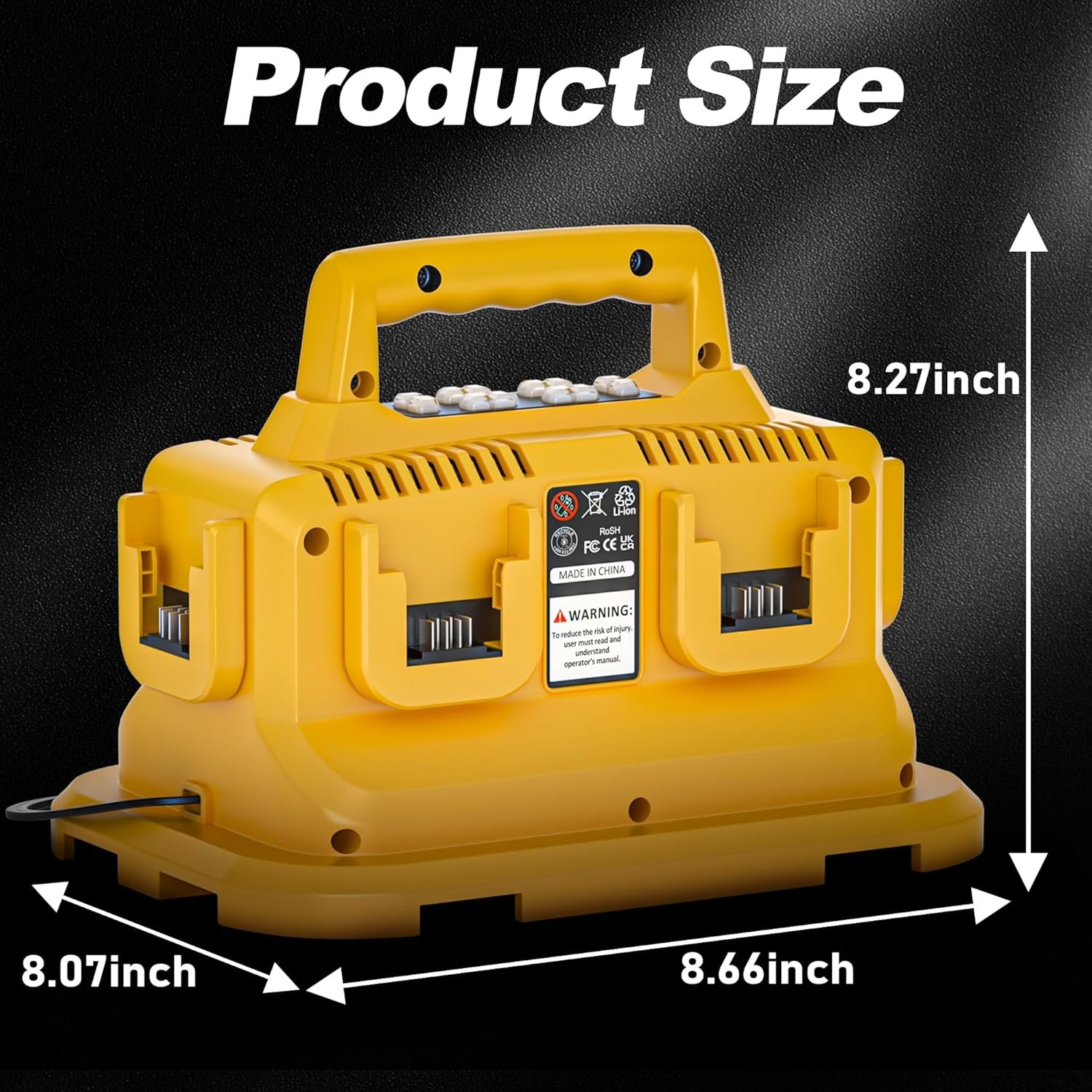 6-Port Simultaneous Charge for Dewalt 20V Max/60V Flexvolt DCB200 DCB203 DCB204