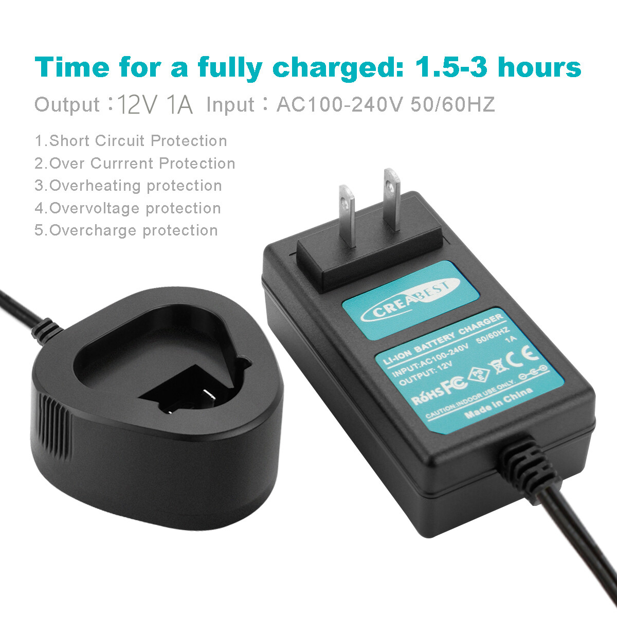 For Dremel 8200 8220 8300 B812-02 12V/10.8V Li-ion Battery US Plug Charger