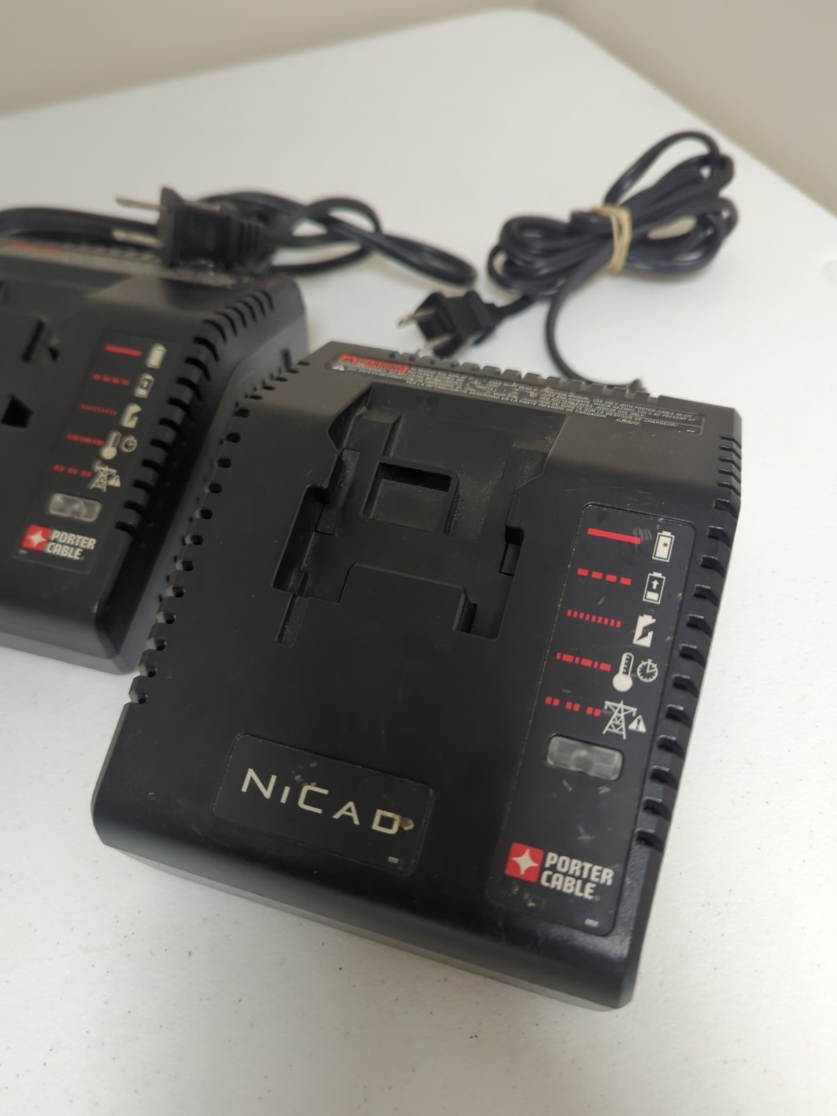 Lot Of 2 Porter Cable NICAD Ni-Cd Battery Charger PCMVC Type 2 & Type 1 9.6-18V