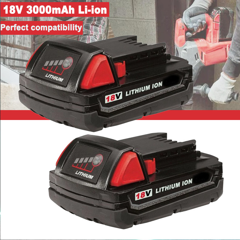 2PCS Battery For Milwaukee 18V M18 48-11-1820 Lithium 3.0Ah 18 Volt Compact Tool