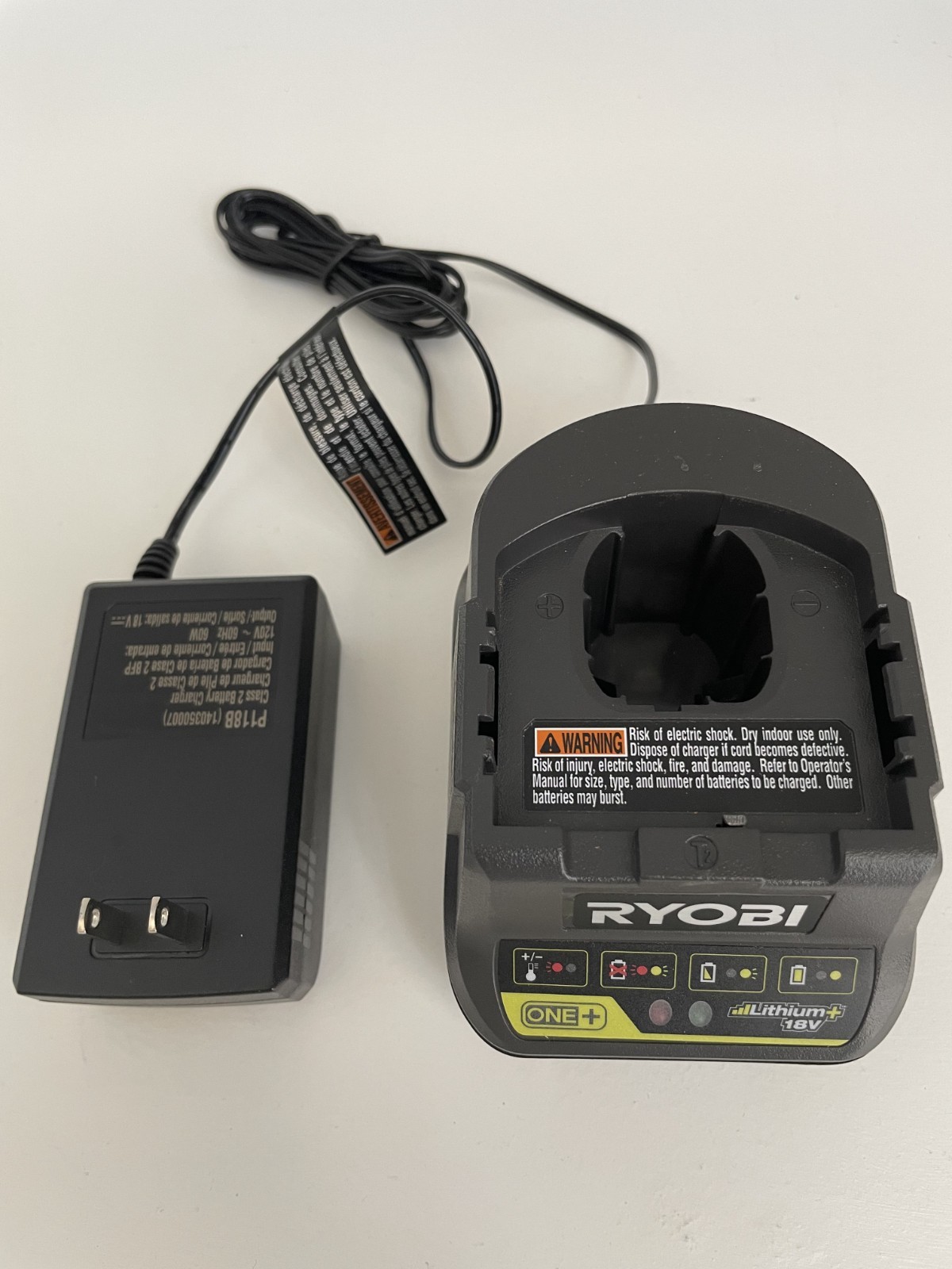 Ryobi One+ 18V Lithium Ion Battery Charger Model P118B