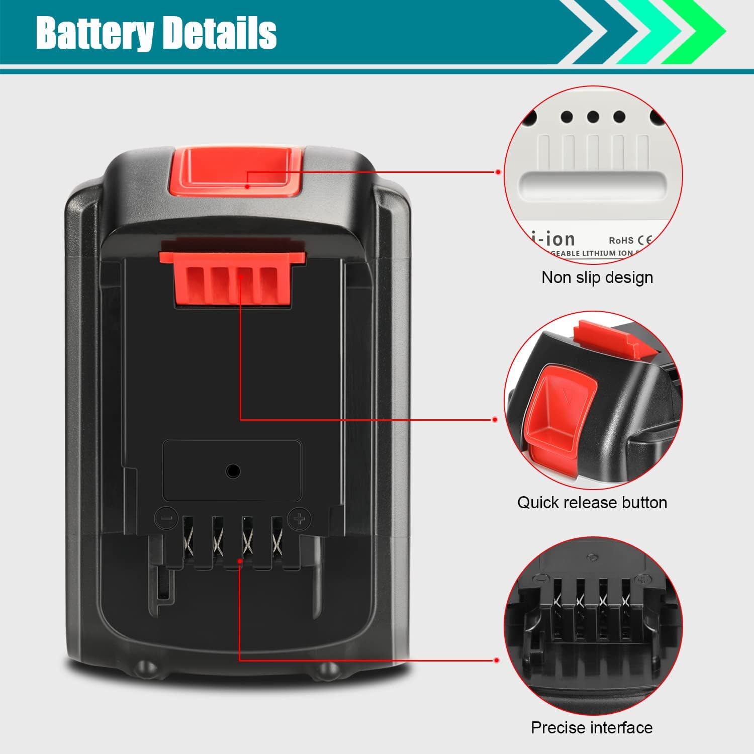 20V Max 8.0Ah Lithium Ion Battery Pack FOR BLACK + DECKER LB2X4020 LBXR20 LBX20