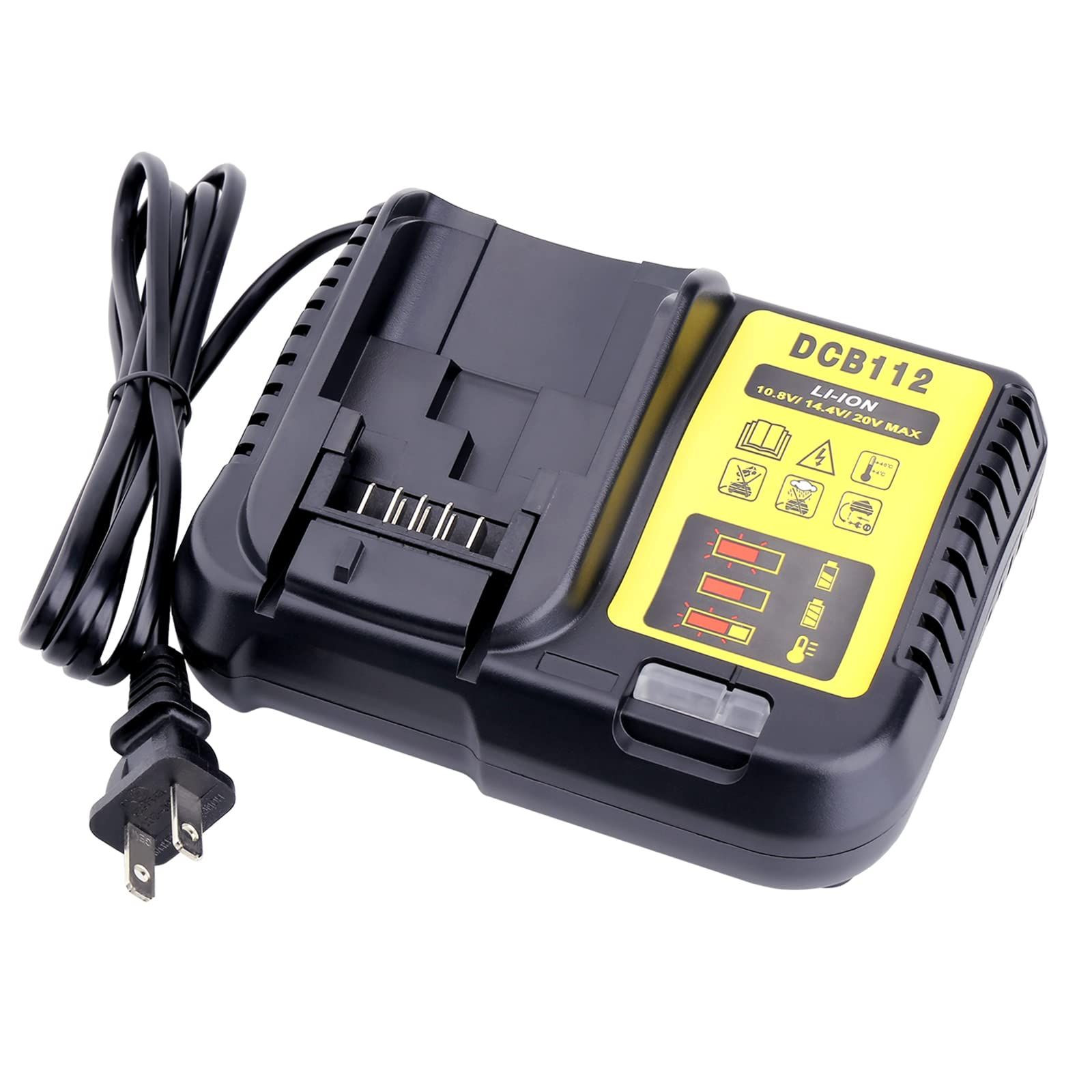 DCB112 Compatible with De-walt 20V Battery, Charger (Black)
