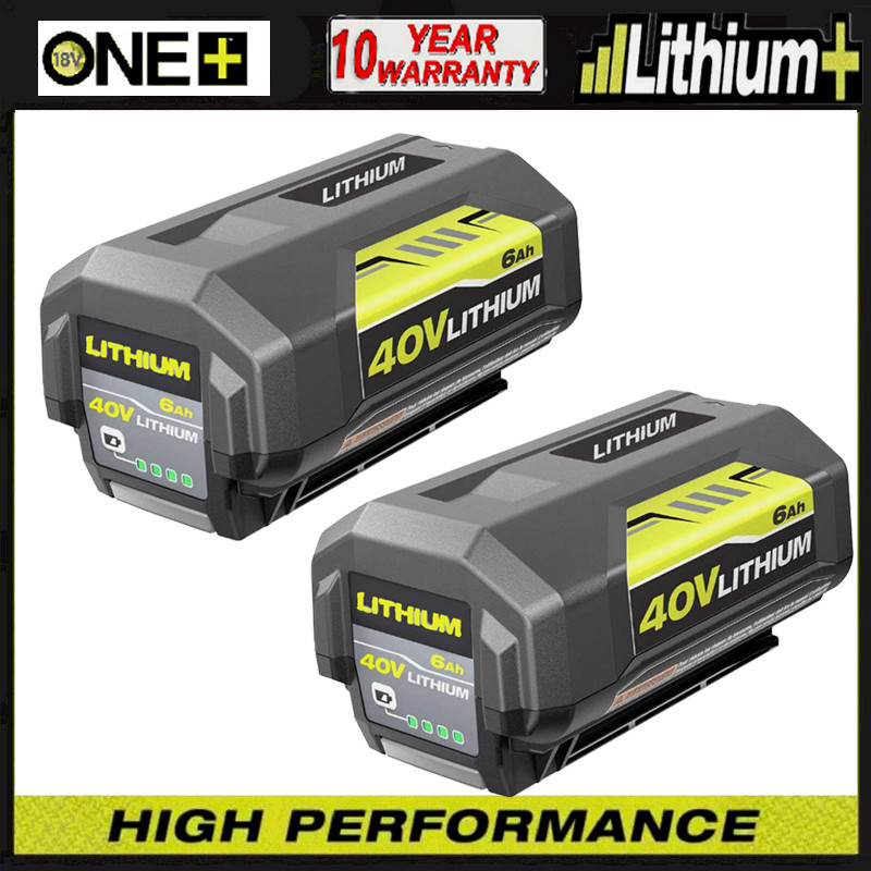 2x 6.0Ah Battery 40 Volt for Ryobi 40V Lithium OP4050 OP40602 Battery with LED