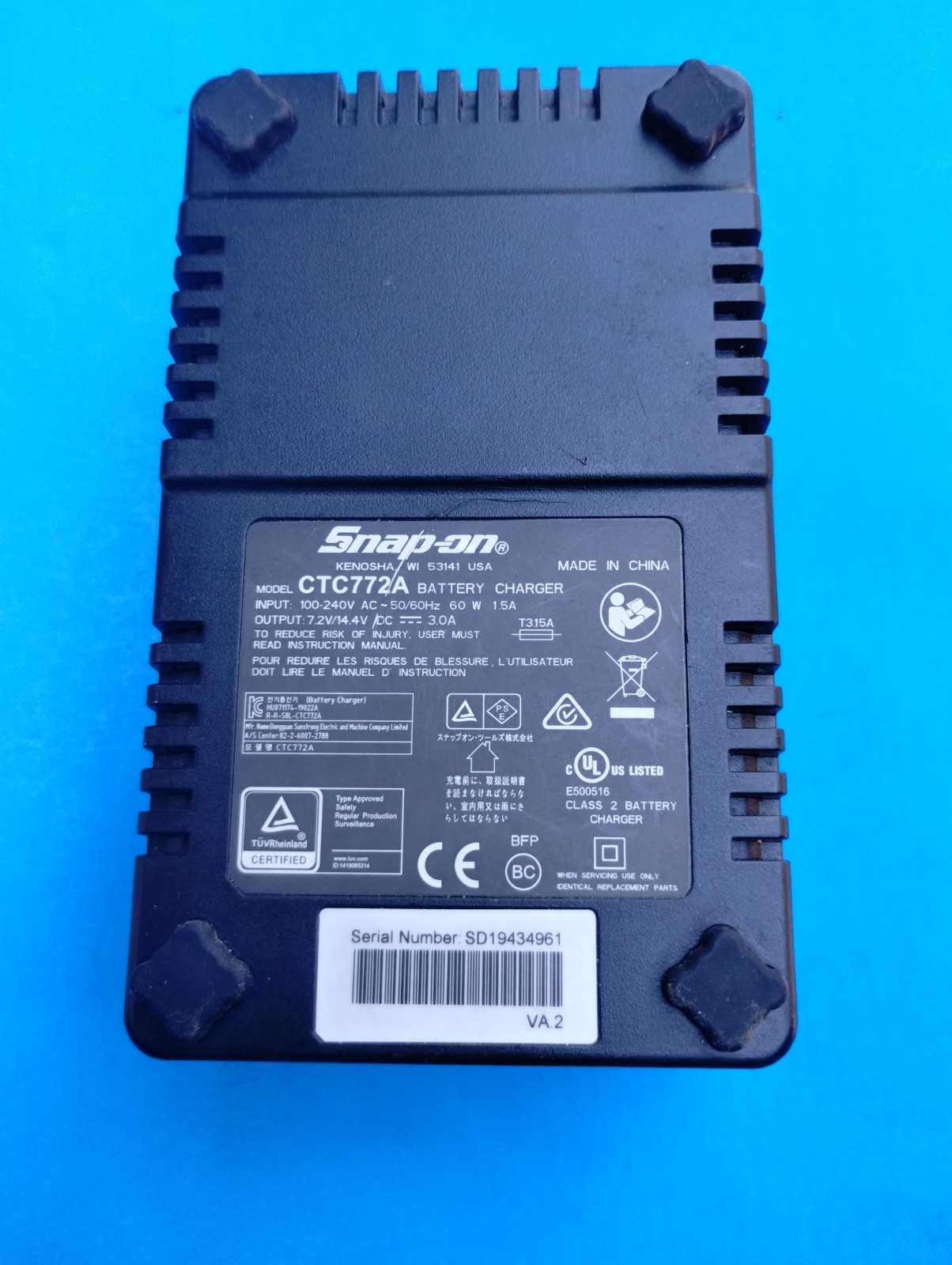 Snap-on CTC772A 7.2V– 14.4V Lithium Battery Charger, Tested!