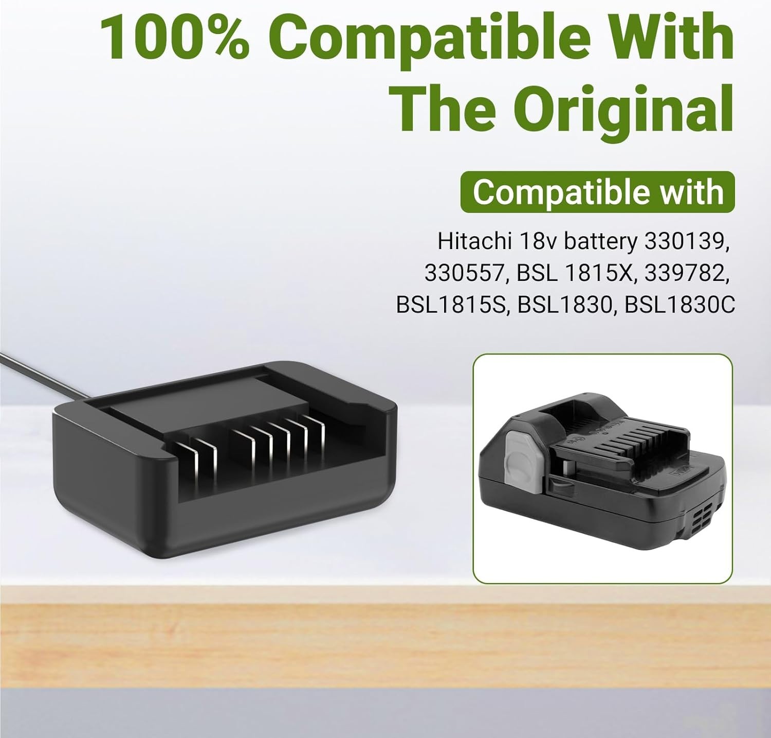 3.0Ah Replacement Battery & Charger Set for Hitachi 18V Tools, Fast Charging