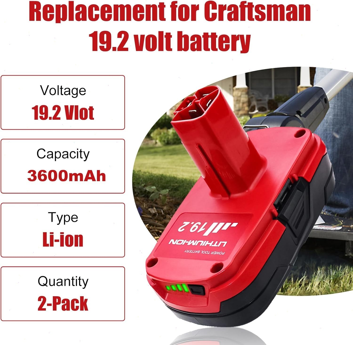 Pack For CRAFTSMAN 19.2 VOLT C3 LITHIUM DIEHARD BATTERY / CHARGER 315.PP2011