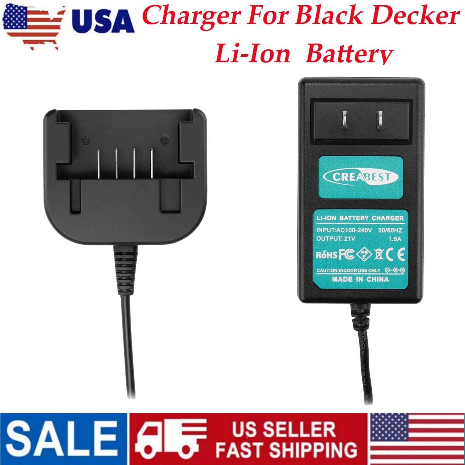 Charger for Black & Decker LB20 LBX20 LBXR20 LST220 LCS120 20V Li-ion Battery