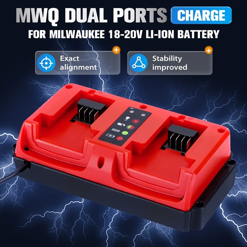 Portable Dual Ports Charger For Milwaukee 18V 48-11-1815, 48-11-1820 Battery