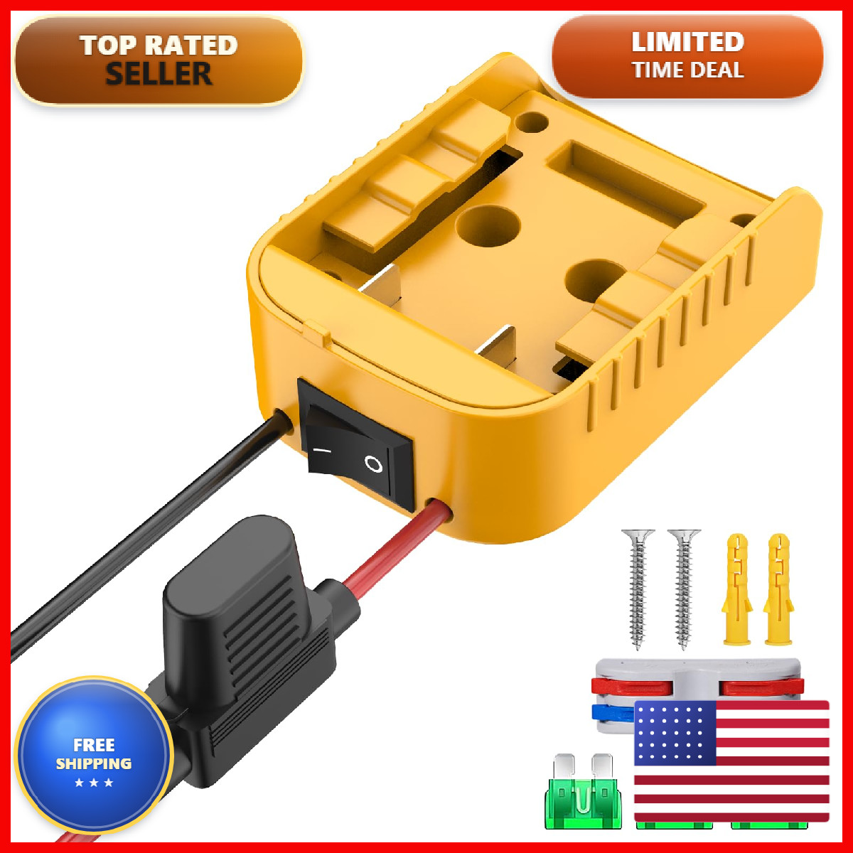 Azocek Power Wheel Adapter Compatible Dewalt 20V Battery Converter Kit 1