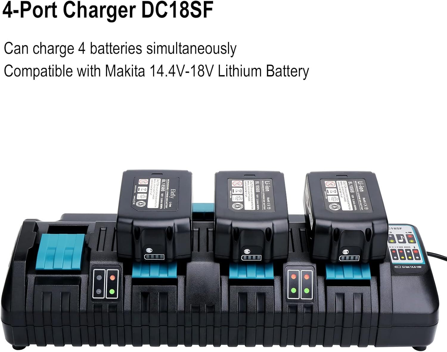 DC18SF For Makita 14.4-18V LXT Li-ion Dual 4 Port High & FAST Battery Charger