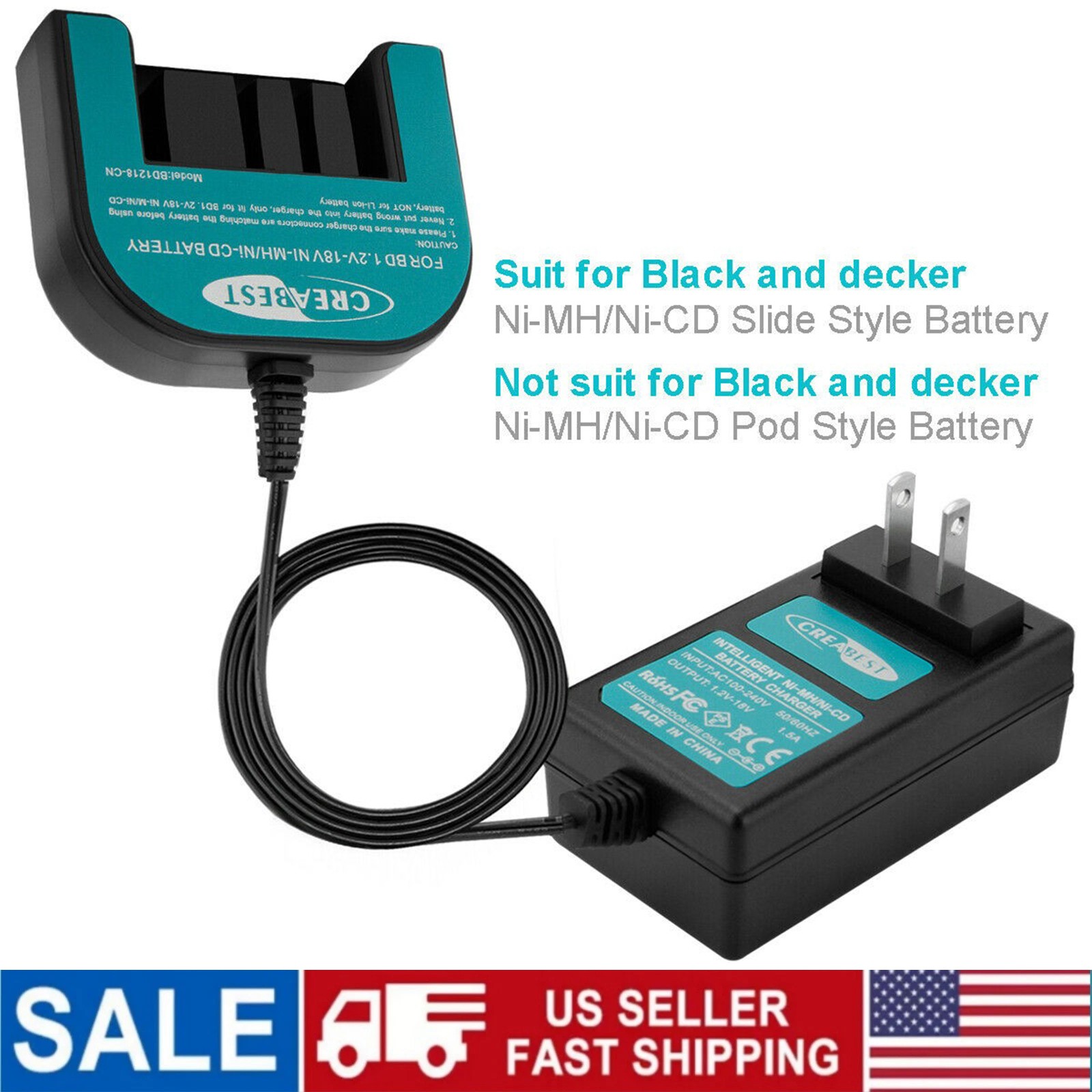 9.6V-18V Ni-MH/CD Charger For Black&Decker A12 A12-X FSB12 A14 A1714 A1718 A18