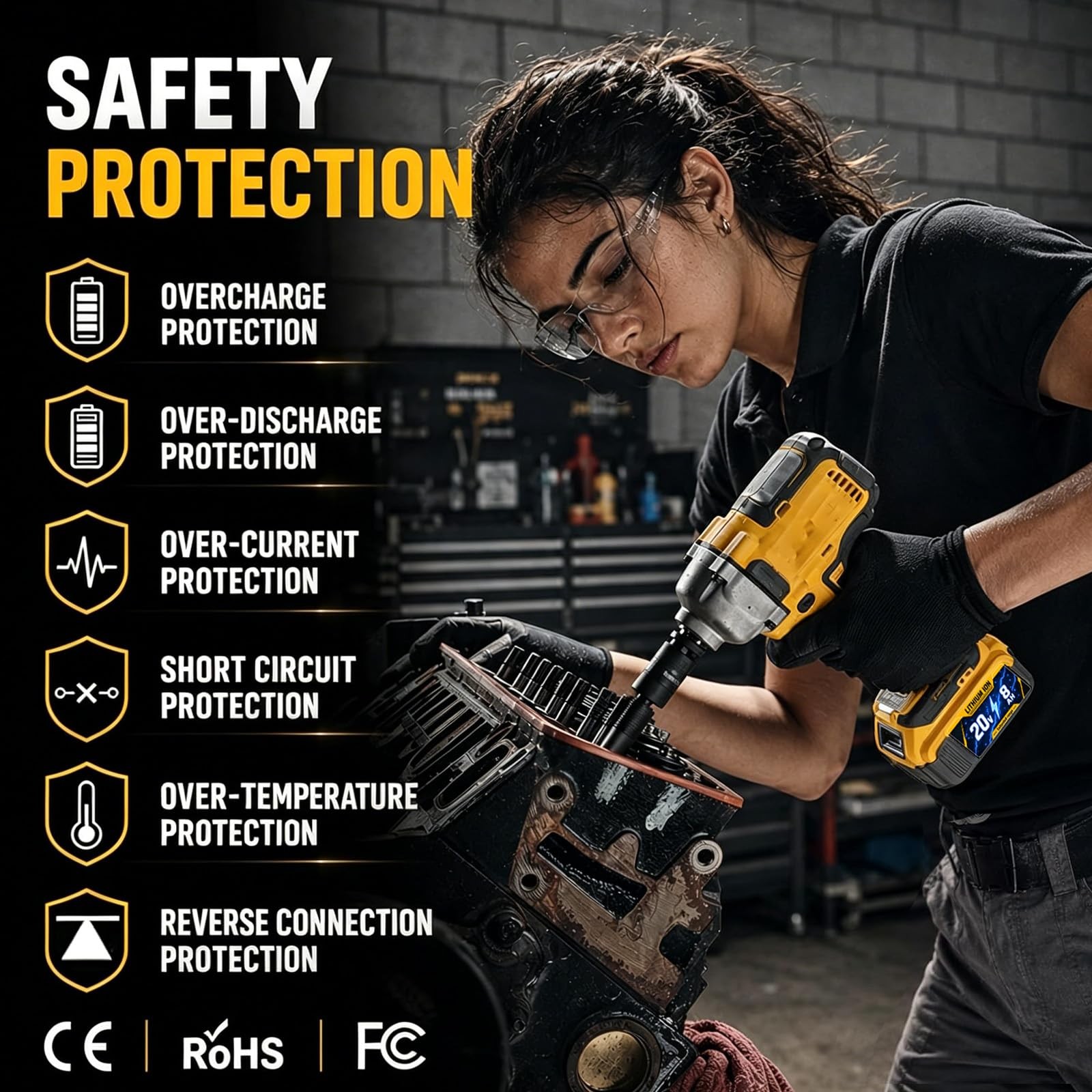 Saniu 1 Pack 8.0Ah Replacement For Dewalt 20V Battery Long-Lasting Lithium-Ion